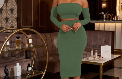 Backless Crop Top + Skirt Set