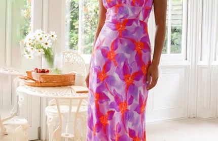 Backless Floral Midi Dress