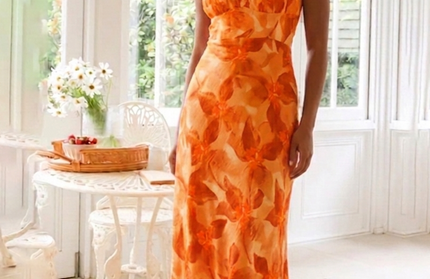 Backless Floral Midi Dress