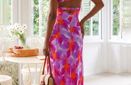 Backless Floral Midi Dress