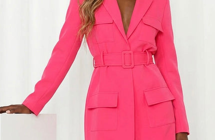 Belted Pocket Blazer Dress