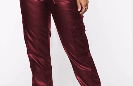 Leather Multiple Pockets Work Pants - Hey Love Boutique