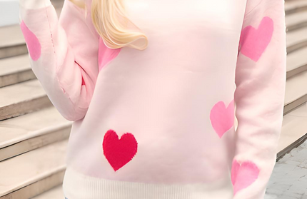 Heart Dropped Shoulder Sweater - Hey Love Boutique