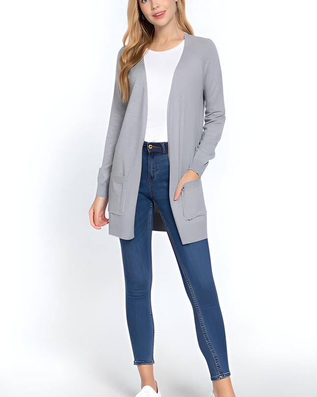 Open Front Long Sleeve Cardigan - Hey Love Boutique