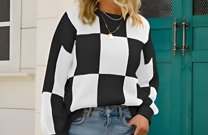Checkered Sweater - Hey Love Boutique