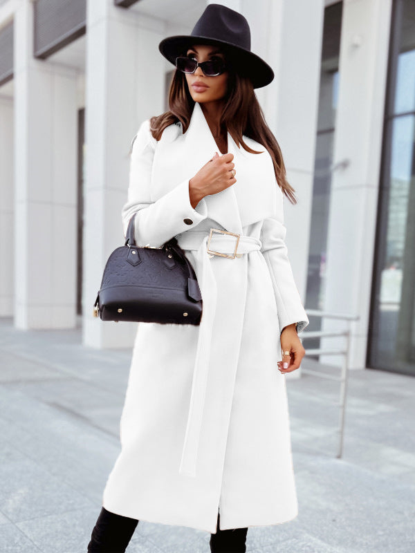 Buttoned Strappy Woolen Coat