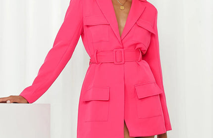 Belted Pocket Blazer Dress