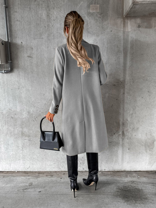 Long Sleeved Double Breasted Coat + Pockets