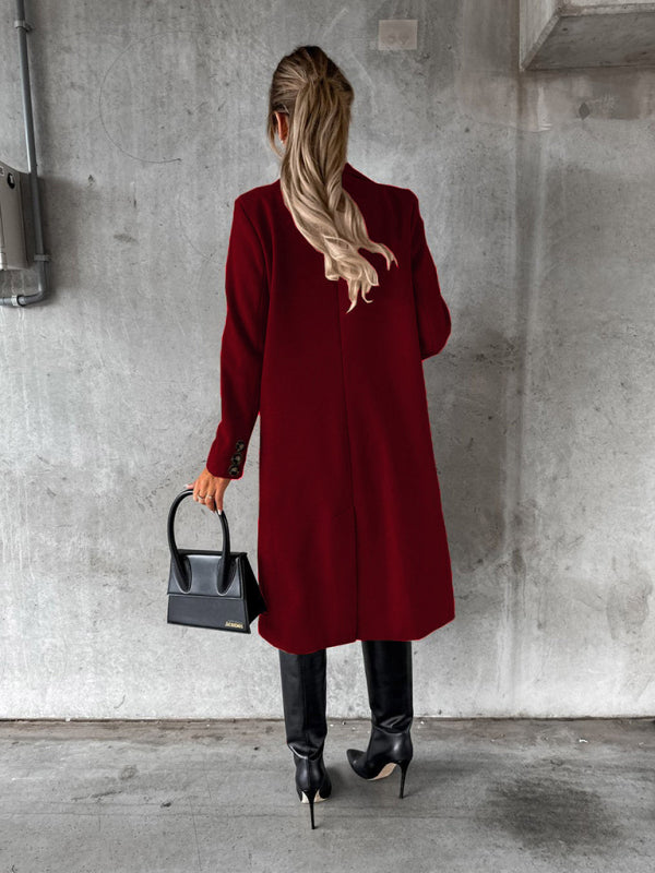 Long Sleeved Double Breasted Coat + Pockets