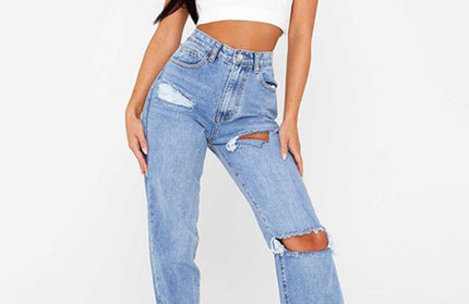 Straight Leg Ankle Slit Flared Jeans
