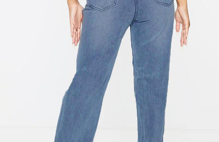 Straight Leg Ankle Slit Flared Jeans