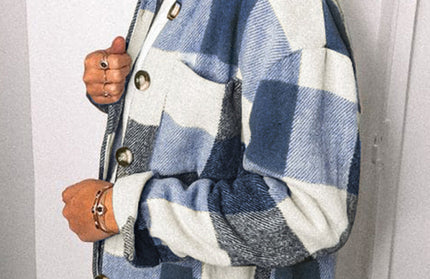 Plaid Shirt Breasted Pocket Shirt Jacket
