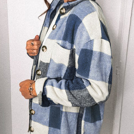 Plaid Shirt Breasted Pocket Shirt Jacket