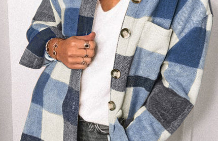 Plaid Shirt Breasted Pocket Shirt Jacket