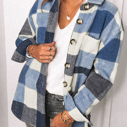 Plaid Shirt Breasted Pocket Shirt Jacket