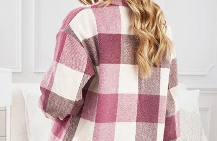 Plaid Shirt Breasted Pocket Shirt Jacket