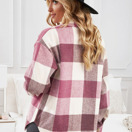 Plaid Shirt Breasted Pocket Shirt Jacket