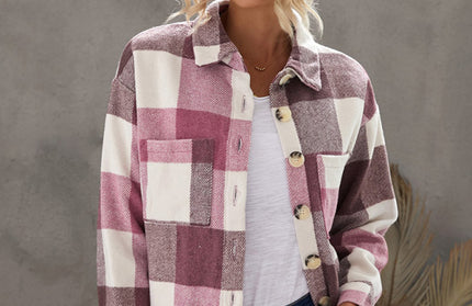 Plaid Shirt Breasted Pocket Shirt Jacket