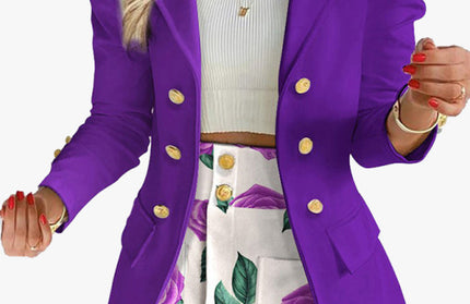 Printed Princess Sleeve Slim Skirt Suit