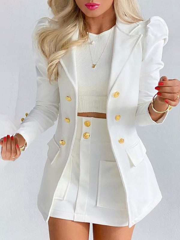 Printed Princess Sleeve Slim Skirt Suit