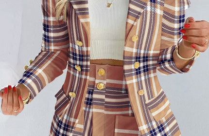 Printed Princess Sleeve Slim Skirt Suit