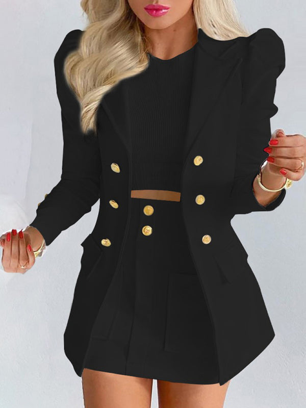 Printed Princess Sleeve Slim Skirt Suit