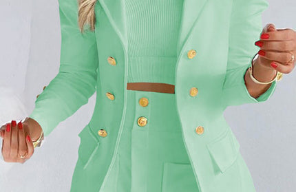 Printed Princess Sleeve Slim Skirt Suit