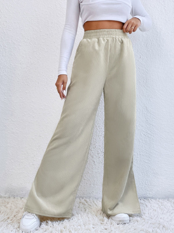 Paneled Slit Wide-Leg Trousers