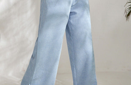 Paneled Slit Wide-Leg Trousers