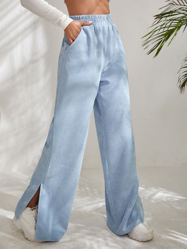 Paneled Slit Wide-Leg Trousers