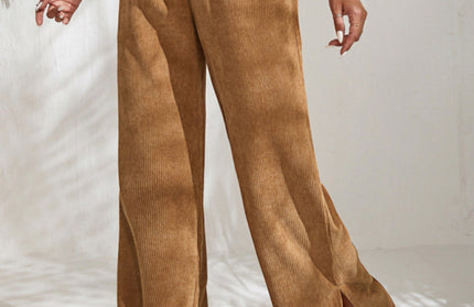 Paneled Slit Wide-Leg Trousers