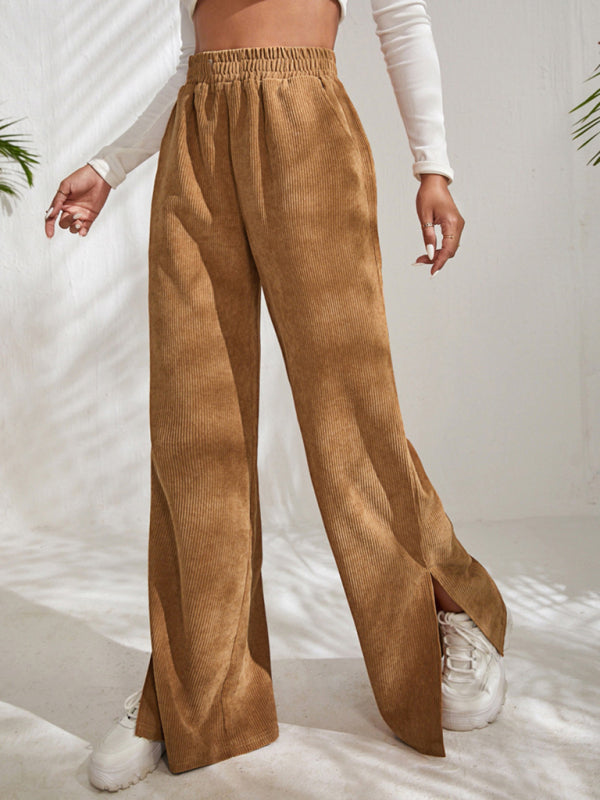 Paneled Slit Wide-Leg Trousers