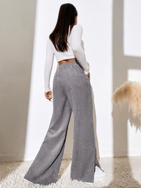 Paneled Slit Wide-Leg Trousers