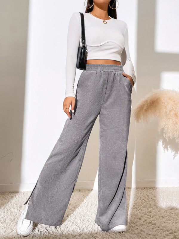 Paneled Slit Wide-Leg Trousers