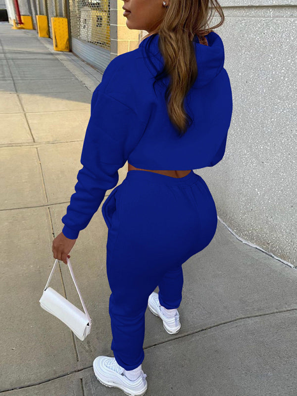 Drawstring Hoodie Long Sleeve Drawstring Trousers Three-Piece Suit