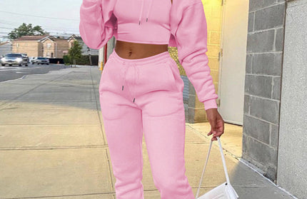 Drawstring Hoodie Long Sleeve Drawstring Trousers Three-Piece Suit