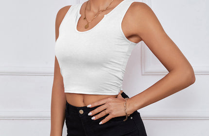 Knitted U-neck Short Shirt