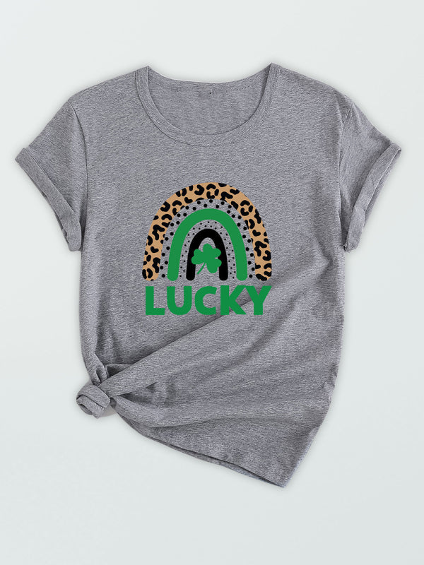 Lucky Rainbow Print T-Shirt - Hey Love Boutique