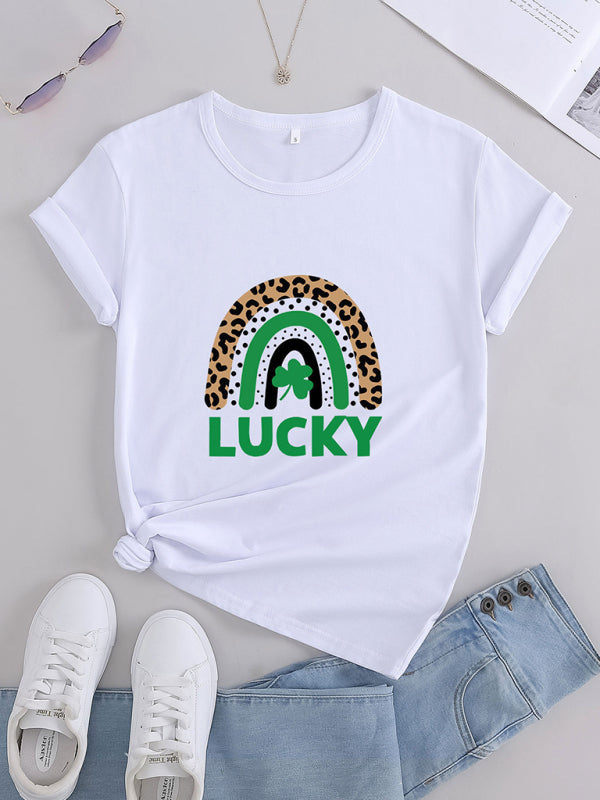 Lucky Rainbow Print T-Shirt - Hey Love Boutique