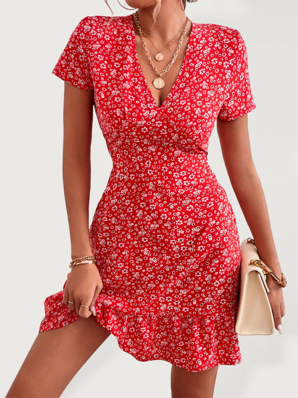 Short Sleeve Printed Dress