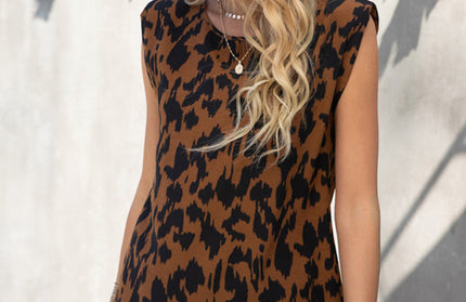 Leopard Print Sleeveless Blouse