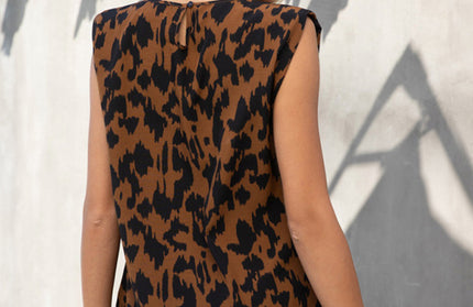 Leopard Print Sleeveless Blouse