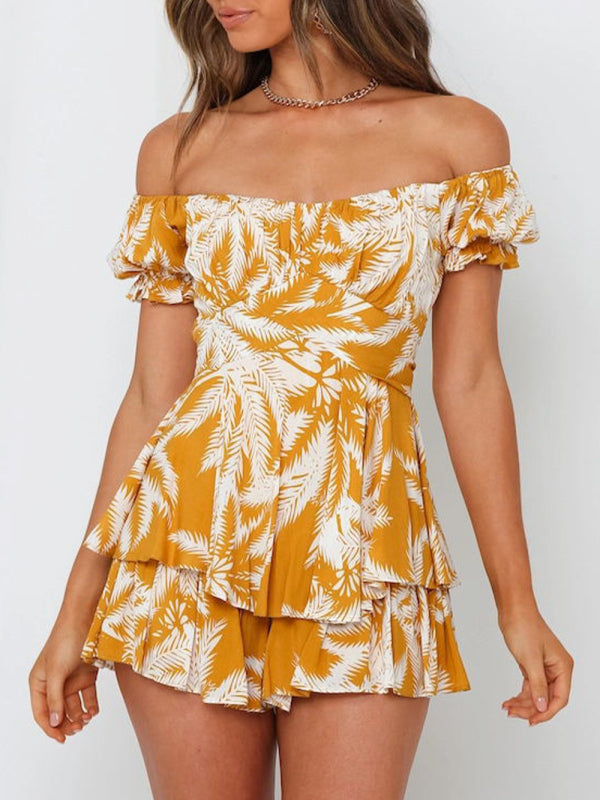 Sexy Lantern Lotus Leaf Short Sleeved Jumpsuit