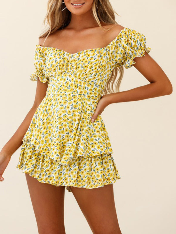 Sexy Lantern Lotus Leaf Short Sleeved Jumpsuit