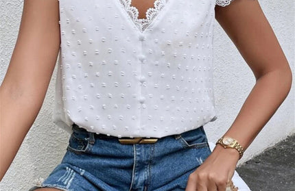 Panel Lace Trim Blouse