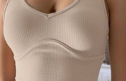Stitching Stretch Knit Tank Top