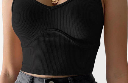 Stitching Stretch Knit Tank Top