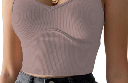 Stitching Stretch Knit Tank Top