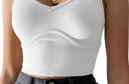 Stitching Stretch Knit Tank Top