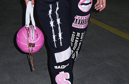 New print fashion elastic waist sports casual harem pants